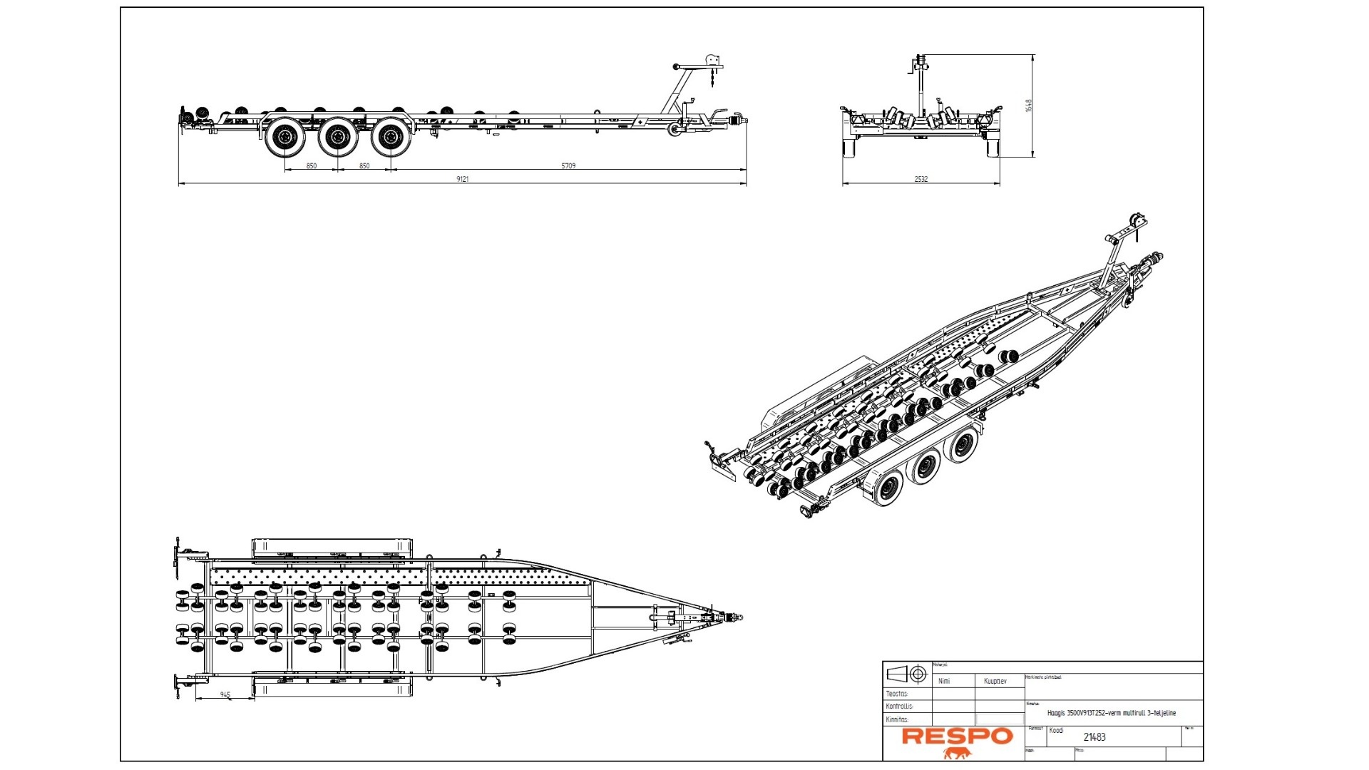 3500V912 Multirulla Triple Axle